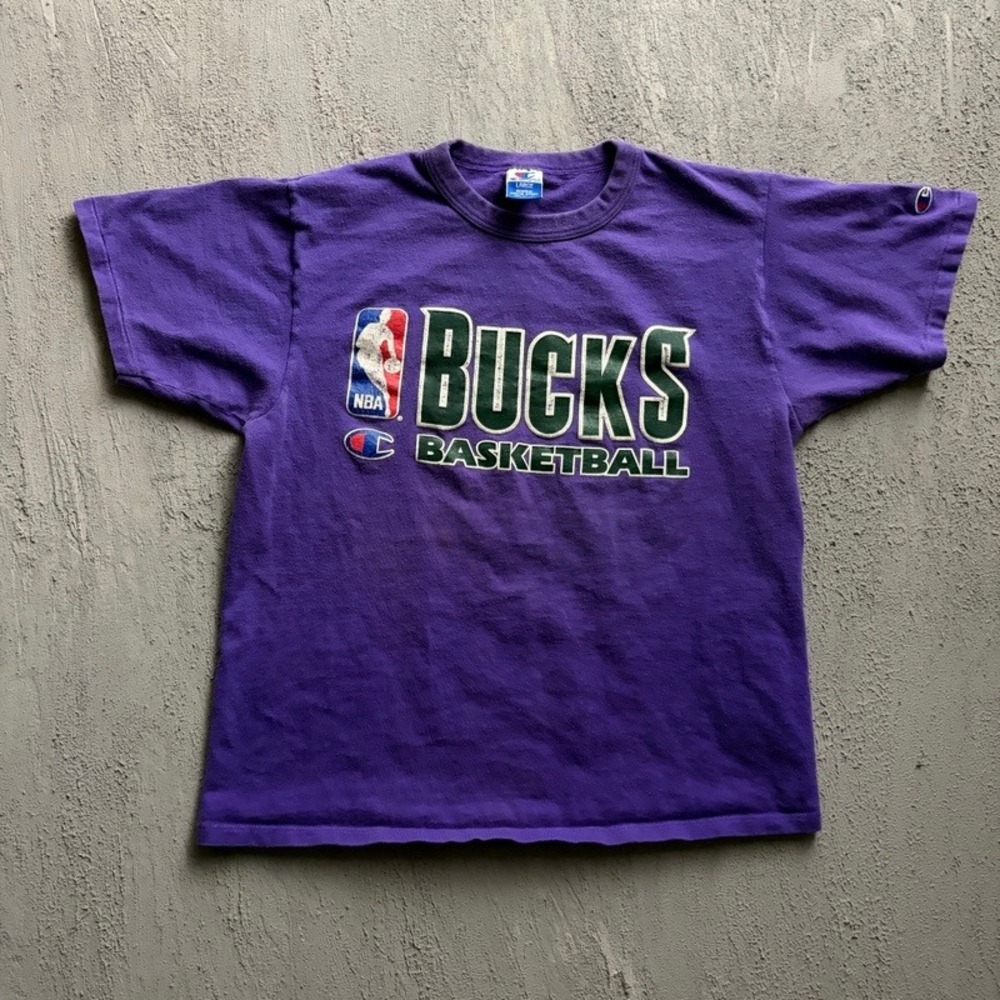 Vintage Milwaukee Bucks Shirt Large Purple 1990s NBA Champion